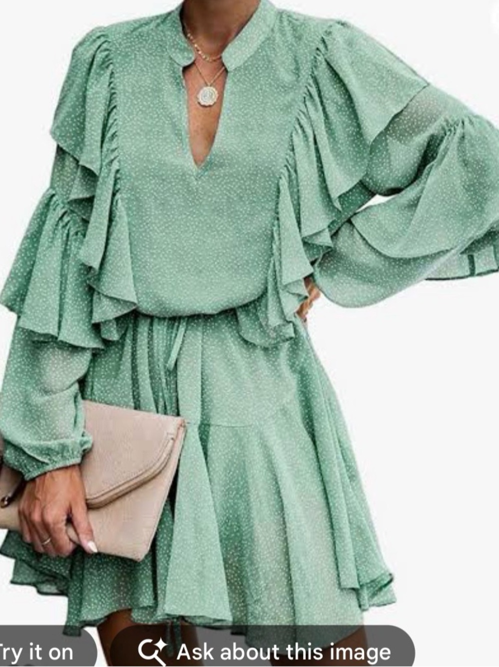 Tiered Ruffle Mini Dress in Mint Green